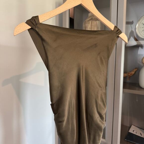 Reformation Anaiis Silk Maxi Dress NEW Morel Brown High Neck Open Back NWT 8 - Picture 4 of 7